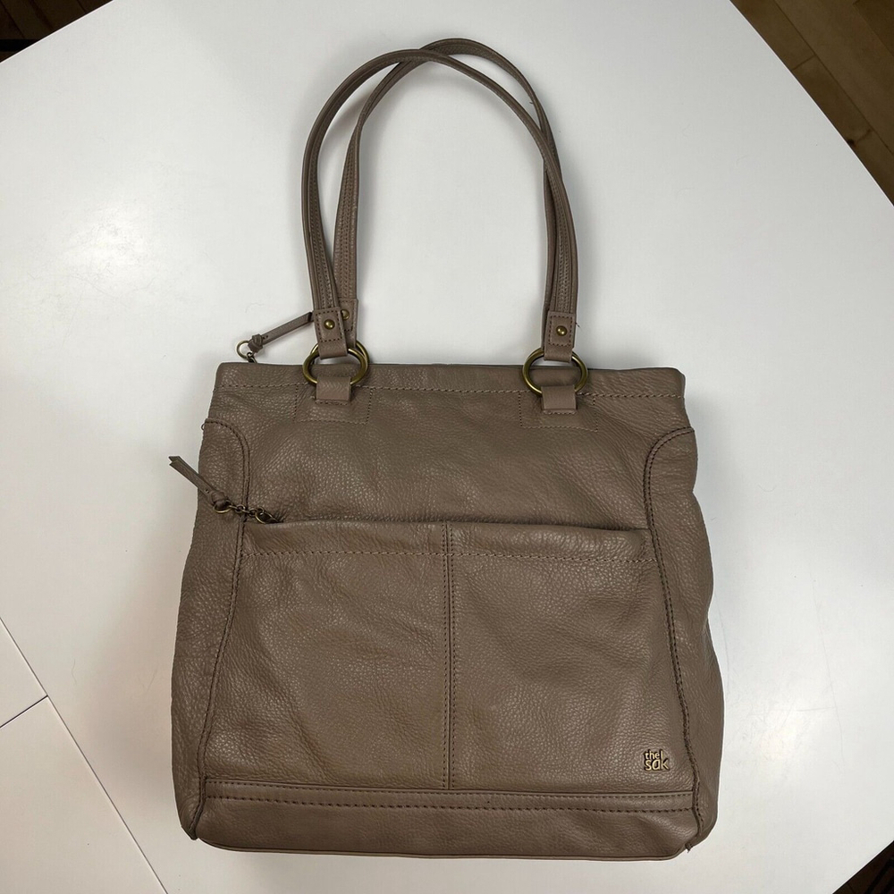 The Sak leather shoulder bag medium tote tan / gray